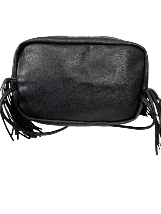 Victoria\'s Secret Black Fringe Backpack Purse NWT Drawstring main image 5